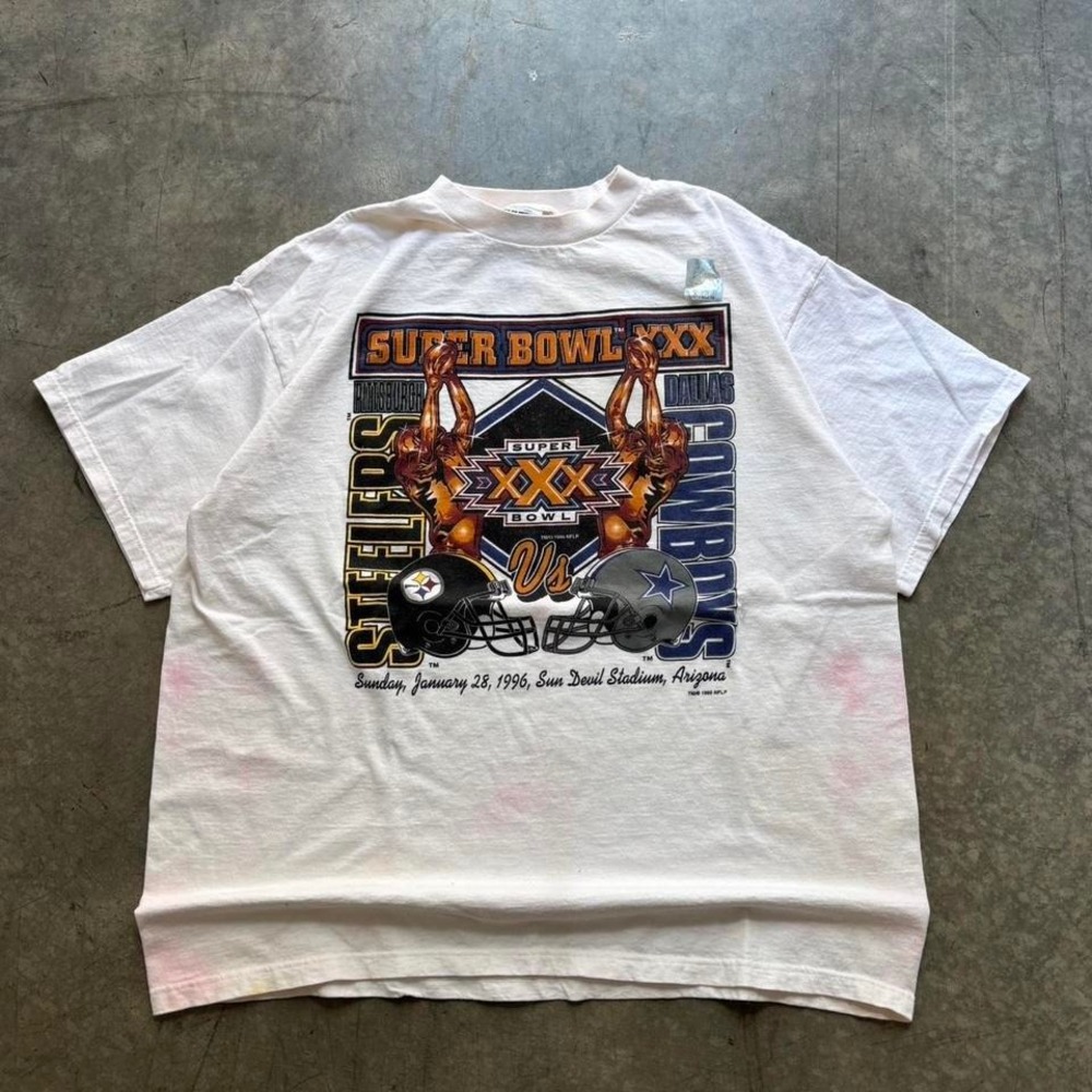 Vintage 90's 1996 NFL Super Bowl XXX Steelers vs Cowboy's Football Shirt